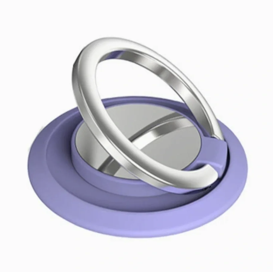 Lilac slim round phone ring grip with the ring raised