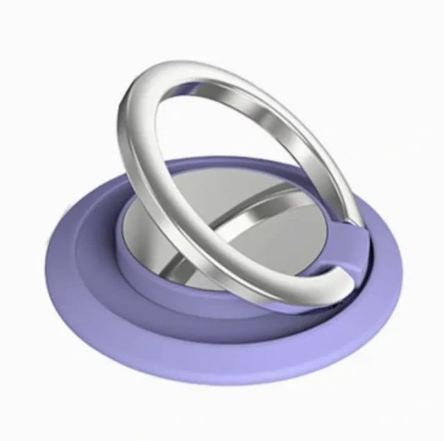Lilac slim round phone ring grip with the ring raised
