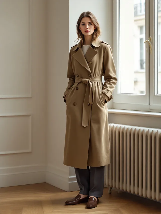 AI-generated concept image: Belted Trench Coat by Maison Ardoise, khaki