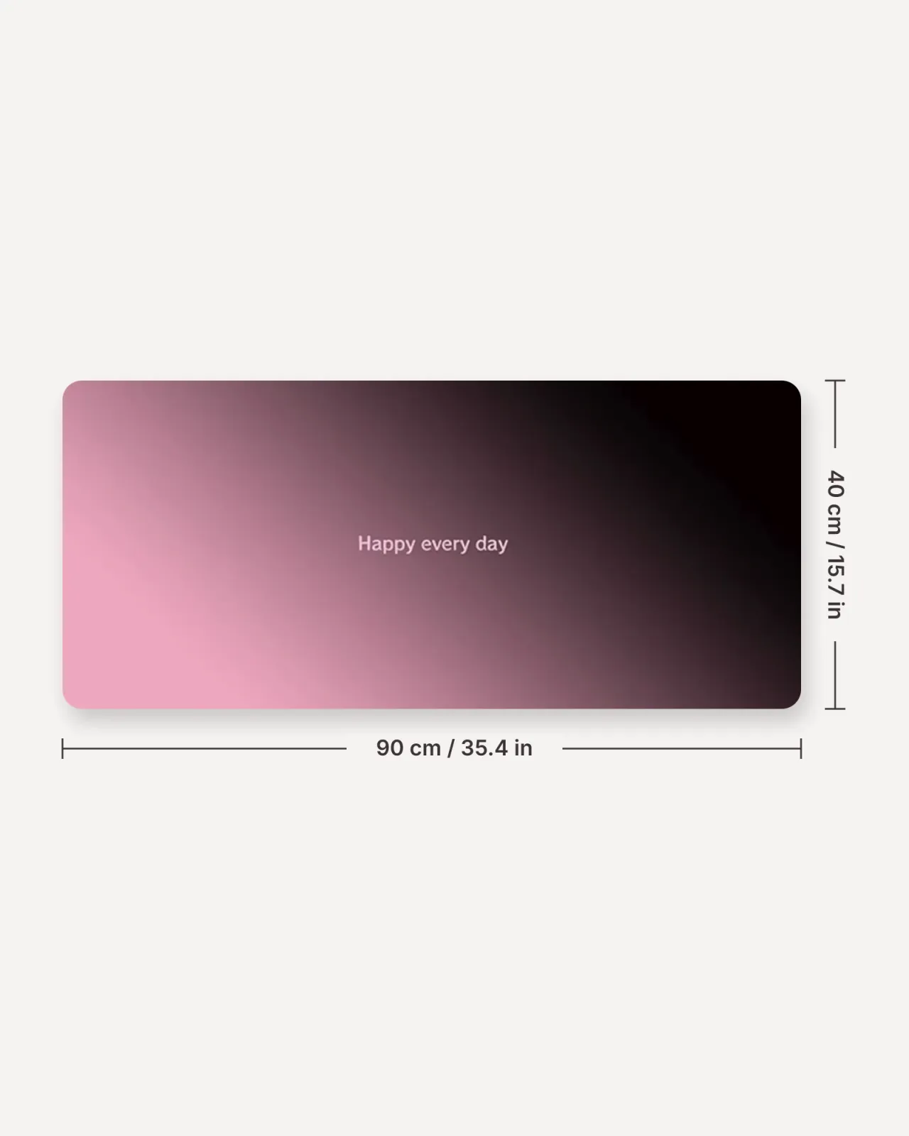 Rose Noir desk mat (pink to black, diagonal), 90 × 40 cm / 35.4 × 15.7 in
