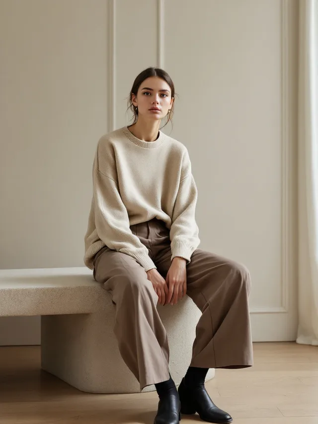 AI-generated concept image: Cashmere-Blend Crewneck by Maison Ardoise, oatmeal